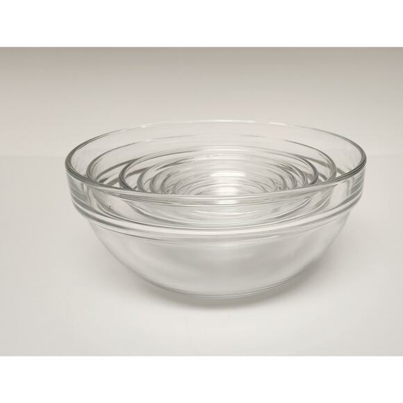 ARC France Vintage 8 PC Mixing Bowl Set Clear Glass Nesting Set - Picture 1 of 6